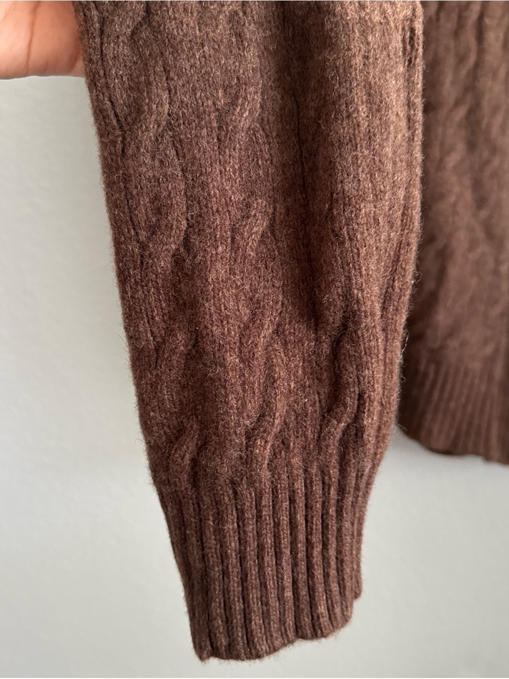Polo Ralph Lauren Brown Cable Knit Merino Wool Angora Sweater XL - Picture 5 of 8